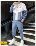 Eoior  Fashion Casual Hip Hop Street Set Splice Men's Set Embroidery Spring and Autumn New Breathable Sports Hoodie Two Piece Pants