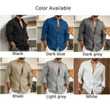 Eoior Autumn Men Casual Solid Long Sleeve Shirt Collar Tops Blouse Beach Button-Down T-Shirts Mens Business Fomal Blouse Suits Shirts