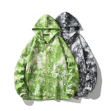 Eoior  Harajuku Style Tie-dye Waffle Hooded Jacket Gradient Coloured Men  Women Couple Jackets Fashionable Brand Oversize Unisex Coat