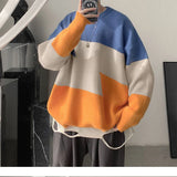 Eoior  Fashion O-Neck Knitted Loose Casual Color Sweaters Men's Clothing  Autumn Winter Oversized Korean Pullovers All-match Tops