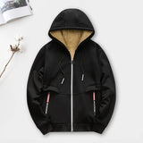 Eoior  Trendy Hooded Sweatshirts Coat Front Pockets Warm Zipper Lamb Wool Jacket Men Winter Pure Color Plush Lined Cardigan Hoodies