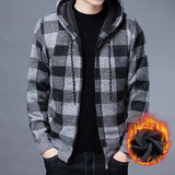 Autumn Men's Hooded Knitted Cardigan British Style Fashion Fleece Plus Thick All-match Knitted Sweater Jacket Coat