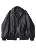 Streetwear Women Retro Loose Short Pu Faux Leather Jacket Spring Autumn Female Zipper Coat Vintage Moto Biker Outwear