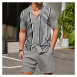 Summer Male Ice Silk Short-sleeved Two-piece Set Business Casual Men's Suit Men's Clothing High Quality Men's Two-piece Set Gym