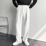 New Draped Straight Men Pants Fashion Business Korean Loose Casual White Black Gray Wide-leg Trousers Male Blazer Suit Pants