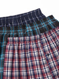 6 Pcs Boxer Shorts Casual Plaid Elastic Waistband Button Mens Boxer Underwear Woven Shorts For Home Random Color