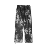 Eoior  Ink Painting Casual Pants Ice Silk Men's Spring Summer New Large Size Loose Straight Pants Japan Korea Style Mopping Trousers