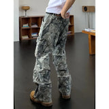 American Retro Twig Camouflage Overalls for Men Street Loose Straight Wide Leg Pants Harajuku Hip Hop Trousers Cargo Pants Men