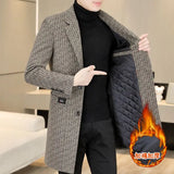 Eoior High Quality Fashion with Handsome Men Autumn Winter Long Herring-wool Coat and Cotton Heavy Tweed Coat  Korean Coat Men