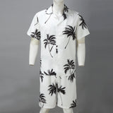 Eoior   Summer Hawaii Trend Print Sets Men Hawaii Shorts Shirt Clothing Set Casual Palm Tree Floral Shirt Beach Short Sleeve Suit