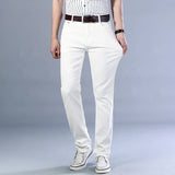 Eoior Men's White Stretch Jeans Spring Summer New Classic Business Casual Cotton Slim Denim Pants Male Brand Clothing Trousers