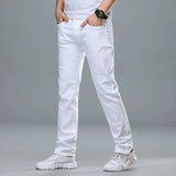 Eoior For Four Seasons White Men Jeans Fashion Casual Classic Style Slim Comfortable Denim Trousers Male Brand Advanced Stretch Pants