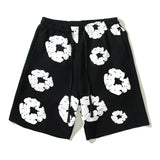 Casual Loose-fit Summer Fashion Shorts For Men Women Printed Cotton Wood Grain Pattern Trendy Beach Wear