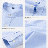 Eoior Spring and Autumn New Pure Cotton Stand Collar Oxford Spun Long Sleeve Shirt Japanese Casual No-Iron Fashion Men's Clothing