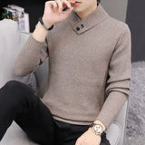 Eoior  Fashion Solid Color Knitted Button Spliced All-match Sweaters Men's Clothing  Autumn New Casual Pullovers Loose Korean Tops