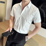 Eoior Men's Casual Printed Shirts, Loose Black, Short Sleeve Tops, Fashion Korean Style Men's Street Shirts, 2024 New 4XL-M