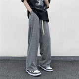 Summer/Autumn Plaid Pants Men Loose Casual Straight Trousers for Male/Female Harajuku Hip-hop Streetwear Wide-leg Mopping Pants