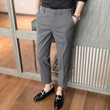 Men's Summer Pants Social Tailoring Tressed Slim Fit Cotton Business Male Suit Trousers Cheap Formal Fabric New in Up Elegant