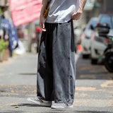 Eoior Streetwear jeans cargo pants Loose Plus Size Wide Leg Pants Solid color Japanese Harajuku Casual Denim Pants Men Clothing