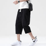 Eoior  Summer Casual Pants Men's Wild Cotton and Linen Loose Linen Pants Korean Style Trend Nine-point Straight Trousers