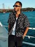 Oversized Button Through Crochet Knit Shirt For Male Fashion Lapel Short Sleeve Beach Knitted T Shirts Summer Chic Vacation Tops