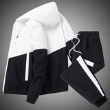 Eoior  Spring and Autumn New Men's Sportswear Casual Jogger Hooded Sportswear Jacket and Pants 2-Piece Hip Hop Running Sports Suit