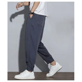 Eoior Spring Summer New Fashion Korean Style Casual Pants Harajuku Loose Trousers Men Oversize Solid Color Pockets Streetwear Clothes