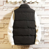 Eoior  Winter New Men Warm Waistcoat Vest Japanese Streetwear Zip-up  Sleeveless Jacket Stand Collar Large Size M-5XL Male Jackets