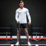 Eoior New men long sleeve cotton fitness sports leisure running basketball fitness clothes tights moisture absorption sweat T-shirt