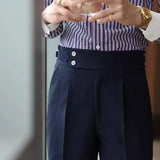 Straight Man Suits Pants Social Tailoring Business High Waist Trousers for Men Summer Formal New in Work Wear Elegant Up