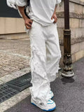 Eoior American Style Erosion Damage Raw Edge Street Jeans Men's Harajuku Style Hip-hop Dance Straight White Jeans Women's Y2k Clothing