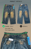 Big Size Green Wash Men Barrel Baggy Jeans Y2k Retro Adjust-waist Casual Wide Pants Oversized Skater Hiphop Streetwear