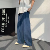 Eoior Oversized Jeans Men Fashion Blue Casual Wide Leg Jeans Men Streetwear Loose Hip Hop Straight Denim Pants Mens Trousers M-3XL