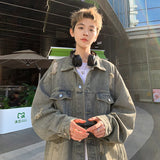 Denim Jackets Hip-hop Men's Streetwear Ripped Hole Jean Men Jackets Outerwear Denim Coats Turndown Collar Oversized Jacket