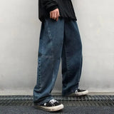 Eoior New Wide Leg Pants Men's Fashion Baggy Solid Color Stitching Trousers Harajuku Casual Loose Oversize Jeans Men Clothing Y2K