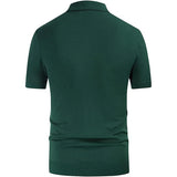 Men Knitwear Short Sleeve  Polo Shirt Casual Slim Fit Suit Collar Button Polo Shirt Breathable Summer Top Stripe Green Contrast