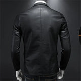 New Mens Slim Fit Leather Jackets PU Casual Motorcycle Coats Turn Down Collar Black Moto Biker Leather Suede Outerwear Men 5XL