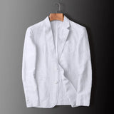 Man Blazer Thin Linen Blazer Mens Summer White Single Suit For Men Cotton Sunscreen Blazer Jacket Men Slim Fit Casual New