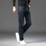 Eoior 2024 Classic Solid Color Denim Pants Fashion Slim Fit Casual Business Jeans New Men Stretch Straight Leg Jeans Male Streetwear