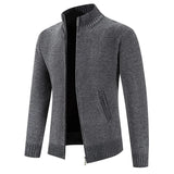 New Autumn Winter Sweaters Men Fleece Cardigan Warm Knitted Sweatercoat Mens Solid Stand Collar Zipper Slim Knitwear Coat