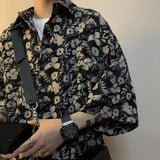 Summer new loose casual retro Hong Kong style design niche floral shirt men short sleeved ins handsome casual t shirts trend y2k