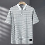 Eoior  Striped Polo Shirt Men Summer Polo Shirts Contrast Color Tops Male Fashion Casual Short Sleeve Polo Shirts Summer