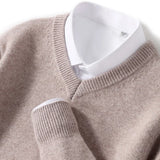 Eoior Men's Cashmere Warm Pullovers Sweater V Neck Knit Autumn Winter Fit Tops Male Wool Knitwear Jumpers Bottoming shirt Plus Size