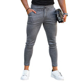 Eoior  Man High Waist Lace-up Slim Fit Pencil Pants Four Seasons Casual Striped Trousers Fashion Tight Trous Male New Trend Streetwear