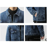 Eoior Japanese Denim Jacket for Men 2024 Spring New High Street Pocket Trendy Loose Cargo Casual Washed Jeans Jackets