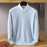 Eoior Autumn/Winter Korean New 100% Mink Cashmere Men's Cold Top Solid Round Neck Pullover Casual Soft Sweater