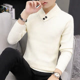 Eoior  Fashion Solid Color Knitted Button Spliced All-match Sweaters Men's Clothing  Autumn New Casual Pullovers Loose Korean Tops