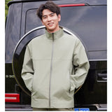 Eoior Waterproof Jacket Men One Layer Stand Up Collar Taped-seam Spring Coats Casual Camping Clothes Shell Hiking Jacket