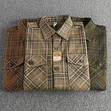 Eoior Trendy men's new fashion versatile plaid long sleeve shirt casual cotton washed thin coat