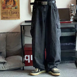 Eoior Baggy Jeans Trousers Male Denim Pants Black Wide Leg Pants Men's Jeans Oversize Cargo Korean Streetwear Hip Hop Harajuku